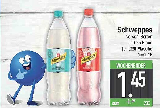 Schweppes - verschiedene Sorten 1,25l Flasche