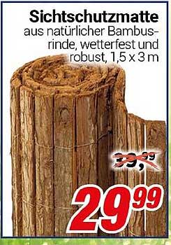 Sichtschutzmatte aus natürlicher Bambusrinde, wetterfest und robust, 1,5 x 3 m