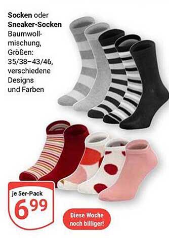 Socken oder Sneaker-Socken im praktischen 5er-Pack