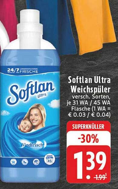 Softlan Ultra Weichspüler - Windfrisch 1,39 € (statt 1,99 €)