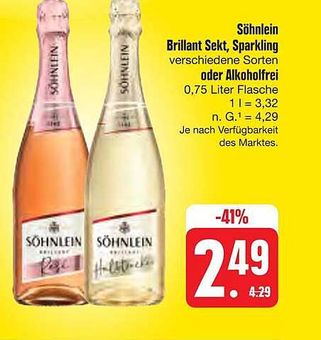 Söhnlein Brillant Sekt, Sparkling verschiedene Sorten oder Alkoholfrei