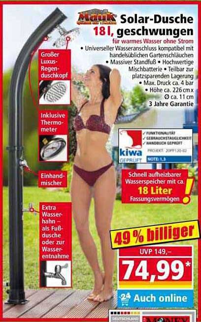 Solar-Dusche 18 l, geschwungen