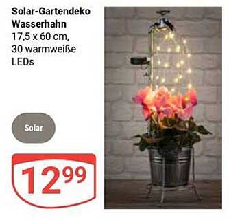 Solar-Gartendeko Wasserhahn 17,5 x 60 cm, 30 warmweiße LEDs