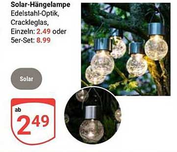 Solar-Hängelampe Edelstahl-Optik, Crackleglas