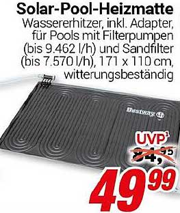 Solar-Pool-Heizmatte, inkl. Adapter für Pools mit Filterpumpen