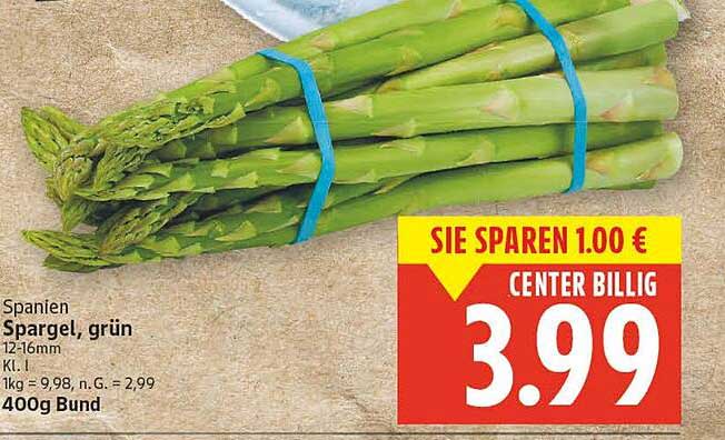 Spanien Spargel, grün 12-16mm 400g Bund