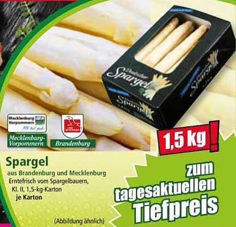 Spargel aus Brandenburg und Mecklenburg - 1,5 kg zum tagesaktuellen Tiefpreis