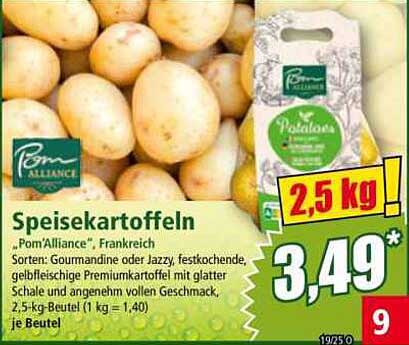 Speisekartoffeln "Pom'Alliance" Frankreich - 2,5 kg Beutel