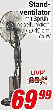 Standventilator mit Sprühnebel-Funktion, Ø 40 cm, 75 W