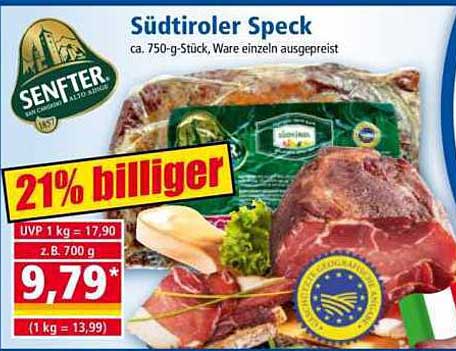 Südtiroler Speck - ca. 750-g-Stück, 21% billiger!