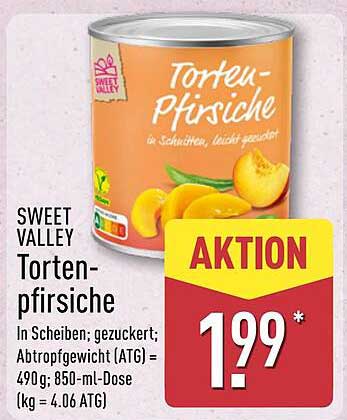 Sweet Valley Tortenpfirsiche in Scheiben, gezuckert, 850-ml-Dose