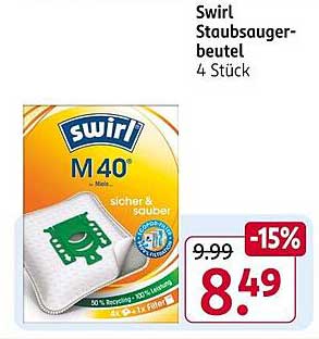 Swirl Staubsaugerbeutel M40 - 4 Stück
