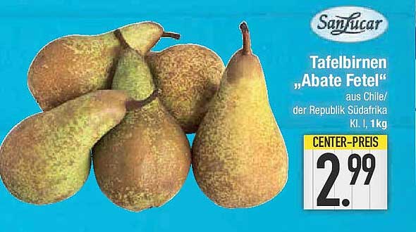 Tafelbirnen "Abate Fetel" aus Chile - 1 kg