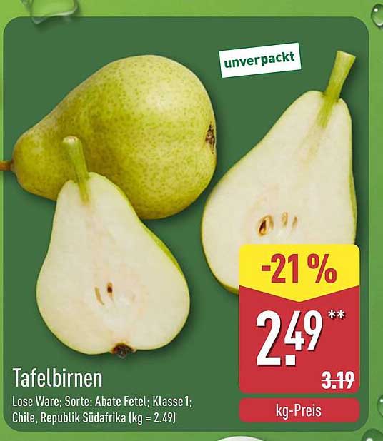 Tafelbirnen - Abate Fetel, Klasse 1, unverpackt