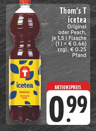 Thom's T icetea Original oder Peach, je 1,5 l Flasche