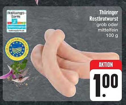 Thüringer Rostbratwurst grob oder mittelfein, 100 g