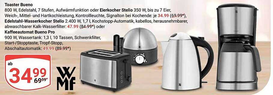 Toaster Bueno, Edelstahls Wasserkocher Stelio und Kaffeemaschine Bueno Pro