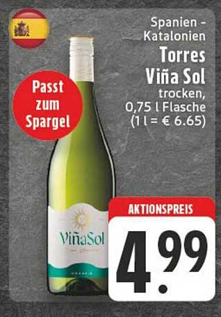 Torres Viña Sol trocken, 0,75 l Flasche