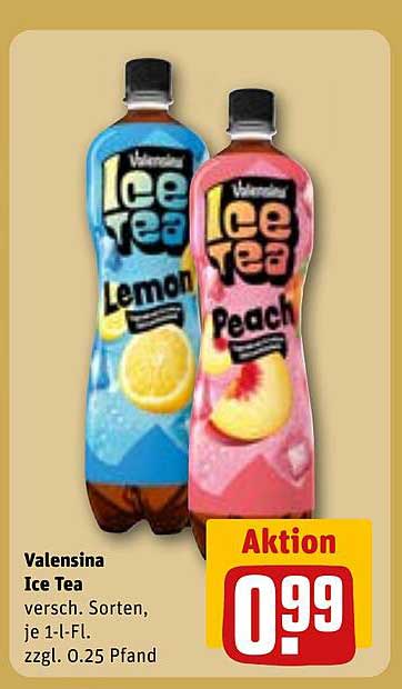 Valensina Ice Tea - Lemon und Peach 1L für nur 0,99 €