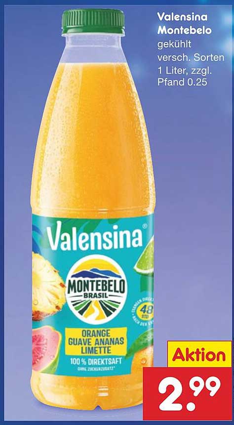 Valensina Montebelo 100 % Direktsaft – Orange, Guave, Ananas, Limette