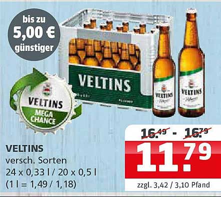 Veltins Bier 24 x 0,33 l oder 20 x 0,5 l - Mega Chance!