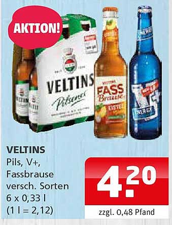 Veltins Pils, V+, Fassbrause, verschiedene Sorten 6 x 0,33 l