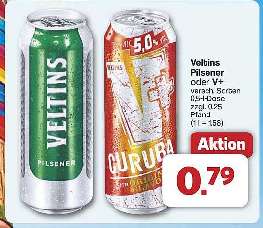 Veltins Pilsener oder V+ 0,5 l Dose