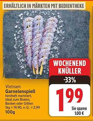 Vietnam Garnelenspieß herzhaft mariniert, ideal zum Braten, Backen oder Grillen