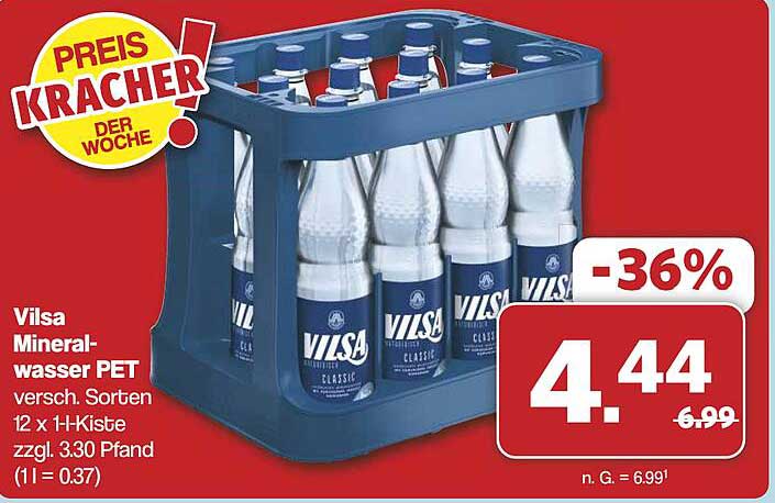 Vilsa Mineralwasser PET versch. Sorten 12 x 1,5 L inkl. Kiste