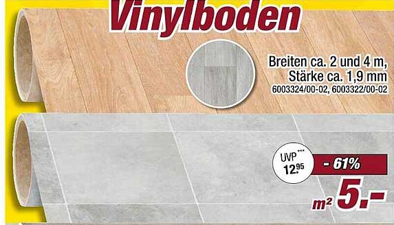 Vinylboden - stark reduziert von 12,95 € auf 5,00 € pro m²!