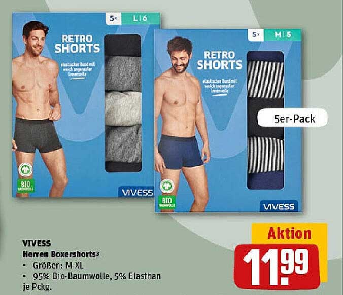 VIVESS Herren Boxershorts 5er-Pack