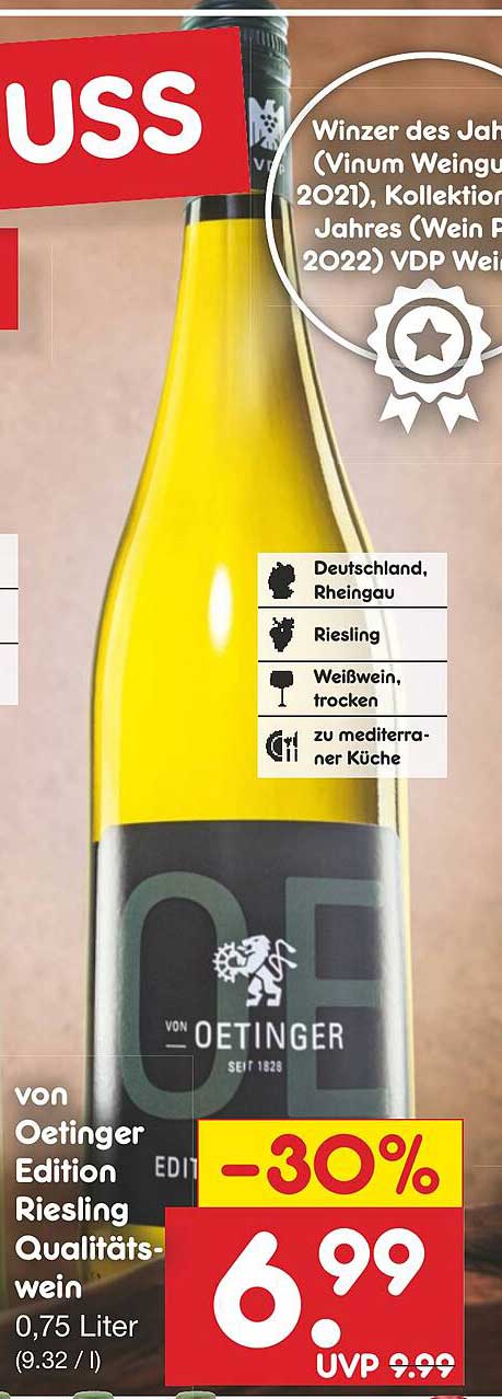von Oetinger Edition Riesling Qualitätswein 0,75 Liter