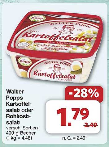 Walter Popps Kartoffelsalat oder Rohkostsalat 400 g