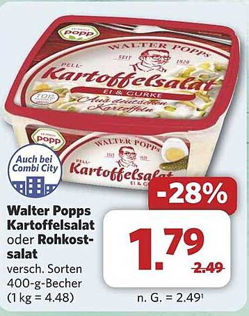 Walter Popps Kartoffelsalat oder Rohkostsalat 400 g