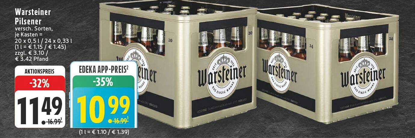 Warsteiner Pilsener – 20 x 0,5 l oder 24 x 0,33 l Kasten