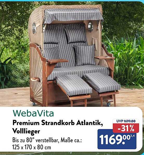 WebaVita Premium Strandkorb Atlantik, Vollieger