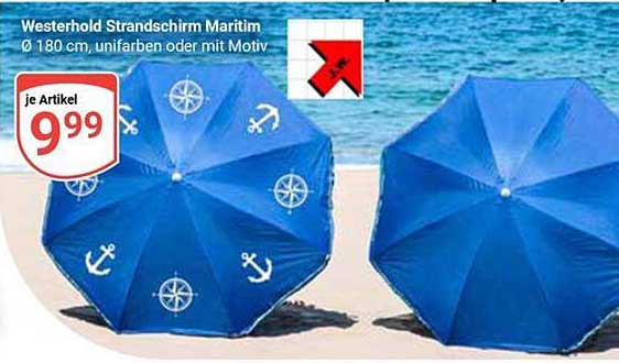 Westerhold Strandschirm Maritim Ø 180 cm, unifarben oder mit Motiv
