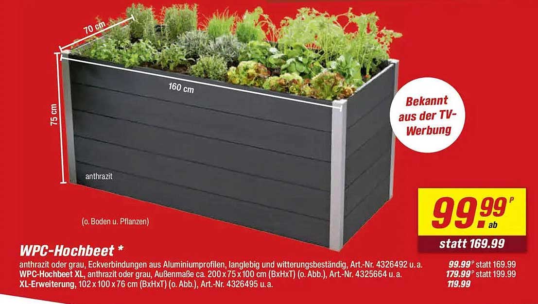 WPC-Hochbeet XL - anthrazit oder grau