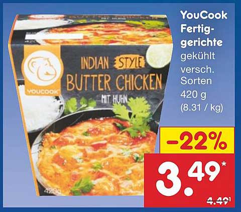 YouCook Fertiggerichte Indian Style Butter Chicken 420 g