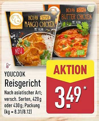 YOUCOOK Reisgericht - Indian Style Mango Chicken oder Butter Chicken
