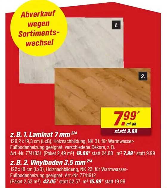 z. B. 1. Laminat 7 mm