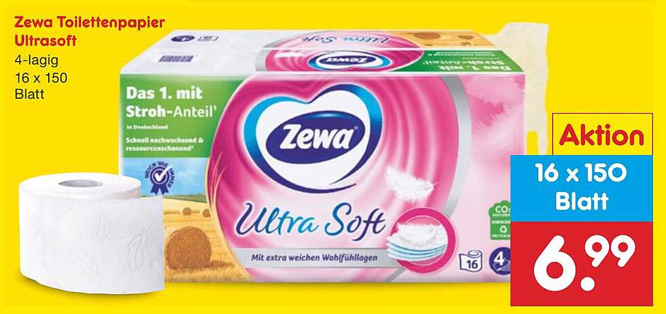 Zewa Toilettenpapier Ultrasoft 4-lagig 16 x 150 Blatt