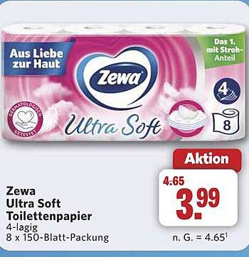 Zewa Ultra Soft Toilettenpapier 4-lagig 8 x 150-Blatt-Packung