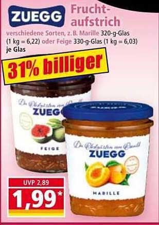 Zuegg Fruchtaufstrich verschiedene Sorten 320g-Glas