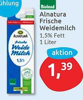 Alnatura Frische Weidemilch 1,5% Fett - 1 Liter