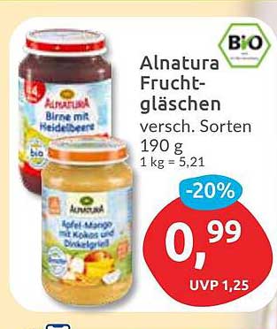 Alnatura Fruchtgläschen 190 g - Verschiedene Sorten