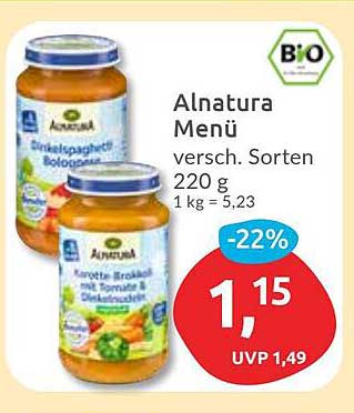 Alnatura Menü verschiedene Sorten 220 g