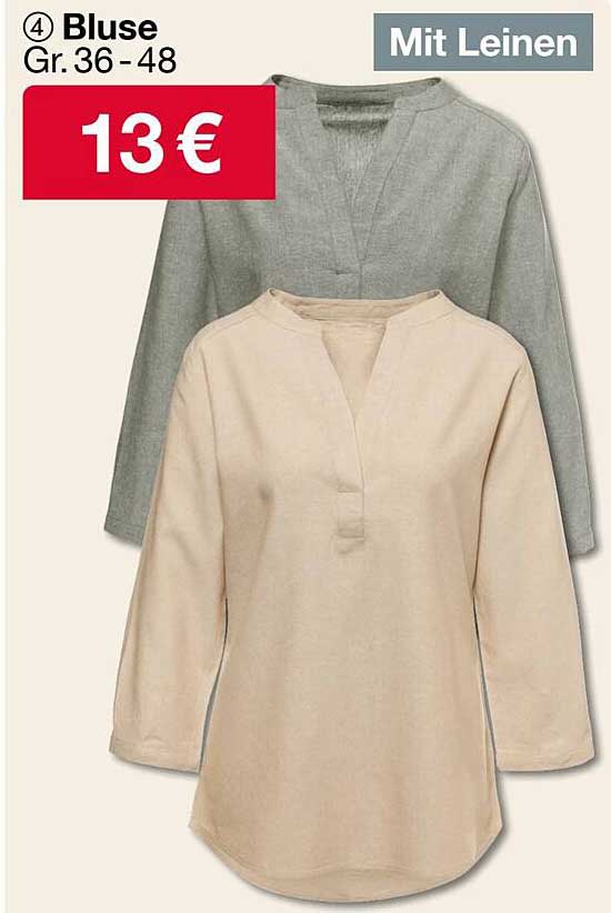 Bluse Gr. 36 - 48 mit Leinen
