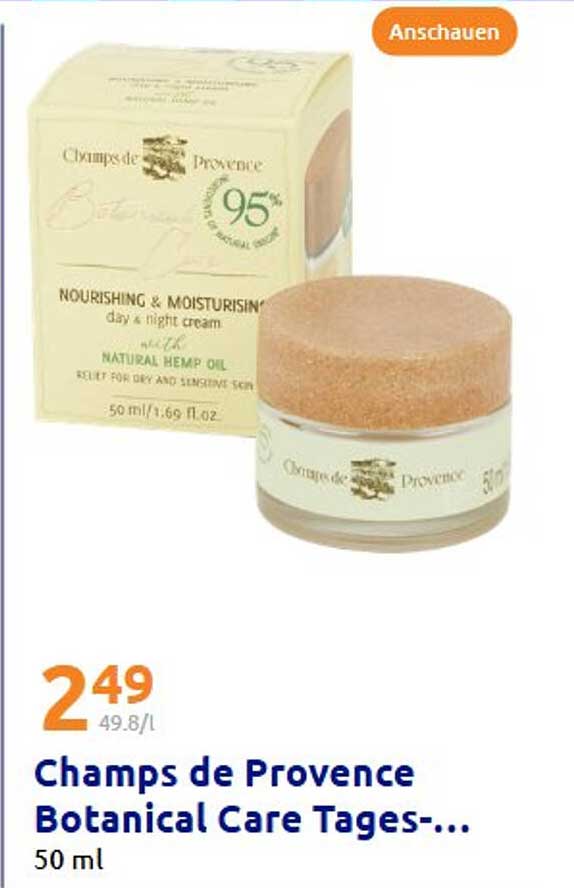Champs de Provence Botanical Care Tages- und Nachtcreme mit natürlichem Hanföl 50 ml