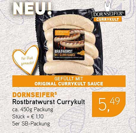 DORNSEIFERS® Rostbratwurst Currykult - Gefüllt mit Original Curry-Sauce
